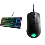 SteelSeries Apex 3 TKL - RGB Gaming Keyboard - IP32 Water & Dust Resistant - Nordic QWERTY Layout & Rival 3 - Gaming Mouse - 8,500 CPI TrueMove Core Optical Sensor - 6 Programmable Buttons - Black