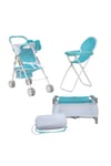 Olivia's Little World 3-in-1 Doll Pushchair Stroller, High Chair & Cot