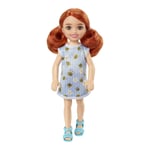 Barbie Chelsea Doll (Red Hair) Wearing Bumblebee & Flower-Print Dress and Blue S