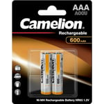 Camelion - Batterie NiMH AAA/LR3 1.2V-600mAh, 2 pièces en blister (NH-AAA600BP2)
