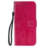 Nokia 1.3 Phone Case Shockproof Flip Folio PU Leather Wallet Cover Cat & Tree Embossed Soft TPU Bumper Slim Shell Protective Case for Nokia 1.3 with Magnetic Closure Stand Card Holder - Rose Red