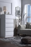 5 Drawer Matt White Chest Of Drawers - Stora