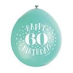 Unique Party 56052 - Ballons de Baudruche - 23 cm - Happy 60th Birthday - Assortiment de 10