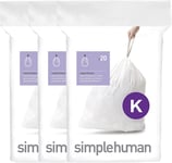 simplehuman CW0260 code K Custom Fit Bin Liner Bulk Pack, White Plastic 3 Pack
