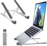FINIBO Support pour Ordinateur Portable - Réglable en Hauteur - 8 Niveaux - en Aluminium - Pliable - Compatible avec MacBook Pro Air, Dell, HP et tablettes 10-15,6" (argenté)