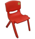 A406 Children Strong Stackable Kids Plastic Chairs Picnic Party Garden Nursery Club Indoor Outdoor (Red, 5)