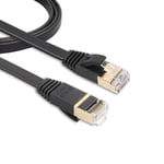 JIAOCHE 1m CAT7 10 Gigabit Ethernet Ultra Flat Patch Cable for Modem Router LAN Network - Built with Shielded RJ45 Connectors (Black) (Color : Black)