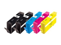 Peach Combi-Pack PLUS - 5-pack - S - svart, gul, cyan, magenta - kompatibel - återanvänd - bläckpatron (alternativ för: HP CB316EE, HP CB318EE, HP CB319EE, HP CB320EE) - för HP Deskjet 35XX Photosmart 55XX, 55XX B111, 65XX, 7510 C311, 7520, Wireless B110