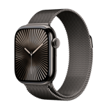 Apple Watch Series 10 (GPS + Cellular) • Titanboett skiffer, 42 mm • Milanesisk loop skiffer