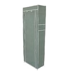 PrimeMatik - Armoire de Rangement et Chaussures en Tissu 60 x 30 x 160 cm Gris avec Porte Rouleau