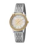 Roberto Cavalli RC5L037M1055 Womens Quartz Stainless Steel White MOP 5 ATM 32 mm Watch - Silver & Gold - One Size