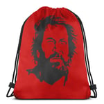 WH-CLA Drawstring Bags Bud Movie Funny Spencer Silhouette Print Drawstring Bags Drawstring Backpacks Casual Women Beach Bag Outdoor Lightweight Unique Men Storage Cinch Bags For Gym Shop