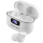 INTEMPO EE7461WHTCDUSTKEU7 TWS Bluetooth Earphones – Includes Charging Case, LED Battery Indicator Display, 15 Hours Play Time, Hands-Free Microphone, Rechargeable Battery, Wireless Up To 25m, White