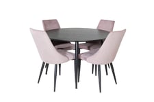 Venture Design Dipp & Leone matgrupp Svart/rosa 4 st stolar & bord 115 cm