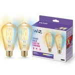 WiZ Filament White Ambiance ST64 [E14 Small Edison Screw] Smart Connected WiFi Light Bulb 2 Pack. 50W Warm to Cool White Light, App Control for Home Indoor Lighting, Livingroom, Bedroom.