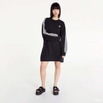 Womens Adidas 3 Stripe Long Sleeve Sweatshirt Jumper Dress Black White UK Size 8