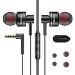 Roxel RX10 Earphones with Microphone, Noise Isolating in-Ear Wired Earbuds Headphones with Powerful Bass and Clear Sound, Tangle-Free Cable, Compatible with iPhone, iPad, iPod, Smartphones and Tablets