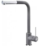 Kitchen Sink tap Made of Brass with a Pull-Out spout from Franke Sirius L Side Pull-Out - Chrome/Stone Grey - 115.0668.381