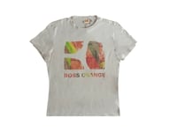 New Hugo Boss Orange mens beige slim fit graffiti art BO jeans t-shirt top Large