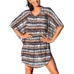Wiki Puerto Rico Beach Poncho Brun mönstrad nylon S/M Dam