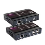 Mirabox Rallonge USB KVM HDMI 4K sur câble Cat5e/6 jusqu'à 100 m, prise en charge 1080p @ 60 Hz, Plug & Play, réseau Ethernet pour clavier et souris, faible latence, 4 ports USB 2.0