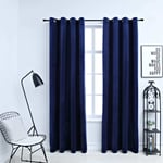 vidaXL Blackout Curtains with Rings 2 pcs Velvet Dark Blue 140x245 cm Room