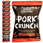 Skibbereen Sweet Chilli Flavoured Pork Crunch Pub Snack - Deliciously Seasoned Crispy Pork Puffs - Guilt Free Low Carb & High Protein Snack - Keto Friendly - No Added Oil, No MSG - 10 x 30g