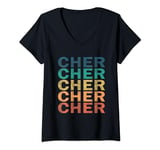 Womens Cher - Vintage Retro Cher Name V-Neck T-Shirt