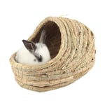 Rabbit Grass House Natural Hand Woven Seagrass Play Hay Bed, Hideaway Hut Toy for Bunny Hamster Guinea Pig Chinchilla Ferret