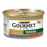 Purina Gourmet Gold - Lot de 24 conserves de pâté Humide avec de l’Agneau et du Canard pour Chat, 85 g chacune