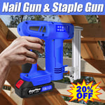 Cordless Nail Gun Stapler with 21v Lithium Ion Battery & Charger 2nd Fix Nailer