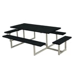 PLUS Picknickbord Basic med Extra Sittplatser Svart 185813-15P