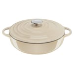Tefal LOV Enamelled Cast Iron Shallow Casserole Dish with Lid, 28cm, 3.8L, Dutch Oven, All Hob Types, Cast Iron Pot, Cooking Pots, Dishwasher Safe, Cream, E2597204