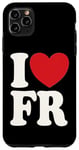 Coque pour iPhone 11 Pro Max J'aime FR I Heart FR Initiales Hearts Art F.R
