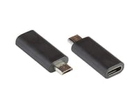 Good Connections Adaptateur USB 2.0 - Micro B mâle vers Femelle USB-C - Contacts plaqués Or - Vitesse de Transfert de données jusqu'à 480 Mbit/s - Noir