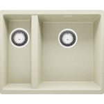 Evier Cuisine en Granit Beige, 55.5 x 45 cm, Évier 1.5 bac + Kit de Vidage, Évier au meuble 60cm - London 60 Duo