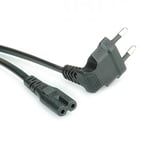 LINK LKC718B Câble d'alimentation avec fiche Italienne Bipolaire 90°, Prise 8 Form Femelle C7, Noir, 1,8 m