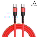 USB C Till USB C Snabbladdare PD 100W Dual Type C Laddnings USB Cab red 1m