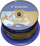 Verbatim 43533 Dvd-r 4.7gb 16x Printable 50 Pack Spindle