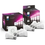 Philips Hue White and color ambiance Starter kit, E27, 3 lamppua ja silta + Hue 4-pack E27 -tuotepaketti