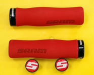 SRAM Locking Grips Contour Foam, Red with Single Black Clamp and End plugs