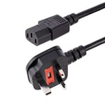 StarTech.com 10ft (3m) UK Computer Power Cable, 18AWG, BS 1363 to C13, 10A 250V, Black Replacement AC Power Cord, Kettle Lead / UK Power Cord, Power Supply Cable, TV/Monitor Power Cable (PXT101UK3M)