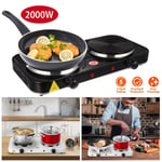Double Hot Plate Electric Cooker Portable Table Top Kitchen Hob Stove 2000W
