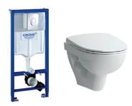 Komplet pakke med Laufen Pro væghængt toilet, GROHE cisterne, trykknap og softclose sæde