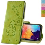 MRSTER Galaxy A20e Case, Samsung A20e Case Wallet PU Leather Magnetic Flip Case Cute Elephant Embossing Cover Card Slots with Stand for Samsung Galaxy A20e. RZ Elephant Green