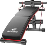 Fitness Equipment Multifunctional Weight Bench,Folding Ab Sit Up Bench - Exercise Bench - Weight Bench Multi-Function Load Capacity 881 Lbs Gym Quality Black + Red,Color:Classic Style With Headrest