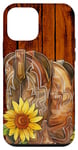 iPhone 12 mini Western Boho Boots Sunflowers Pattern Rodeo Cowgirl Girl Case