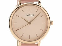 BRAND NEW LADIES LORUS WATCH ROSE GOLD CASE CHAMPAGNE DIAL PINK LEATHER STRAP
