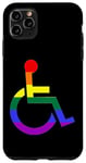 Coque pour iPhone 11 Pro Max Symbole de fauteuil roulant arc-en-ciel