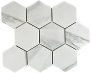 Mosaik keramik Hexagon Carrara CIM HX9 CR vit matt 25,6x29,5 cm
